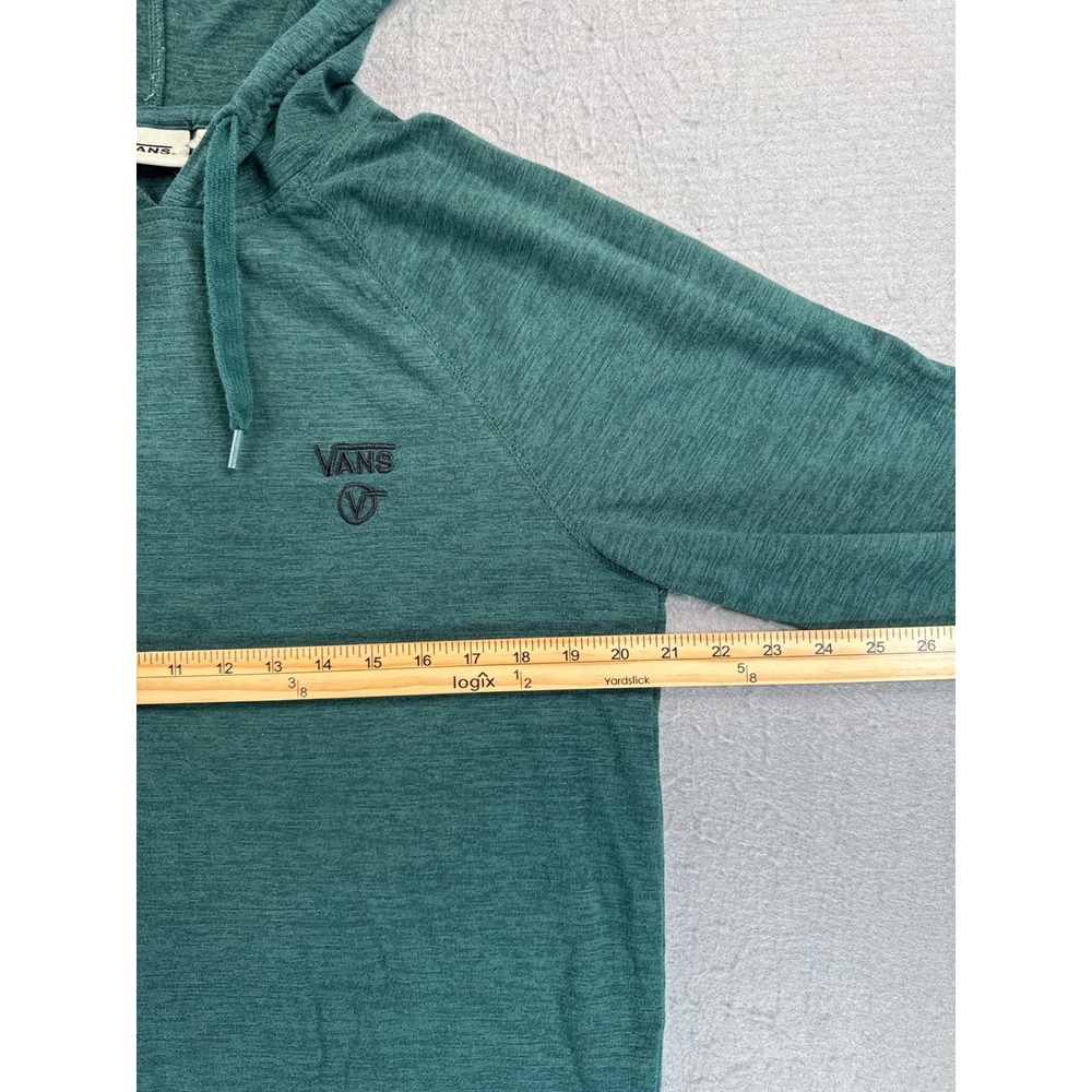 Vans Off The Wall Mens Medium Green Heathered Lightweight Raglan Hoodie Shirt - Picture 4 of 9